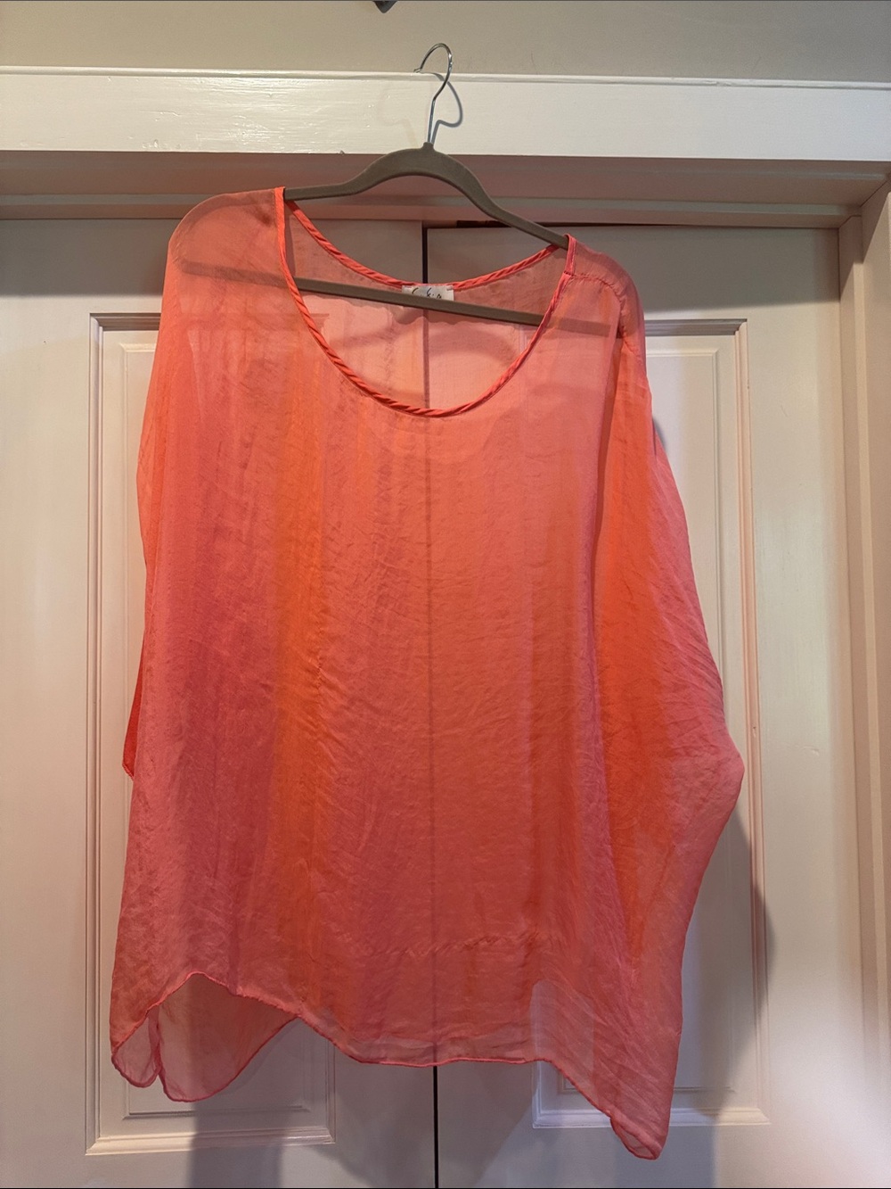 SOFIA Sheer Coral-Pink Women's Blouse